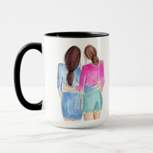 Beste Freundschaft Geschenk Zwei brünette Girls Aq Tasse