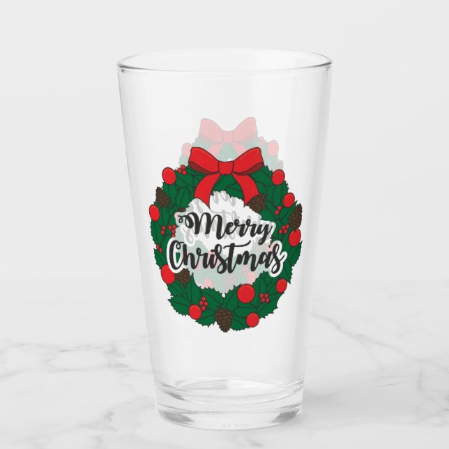 Beste Frohe Weihnachtsaufkleber Glass Cup Glas (Vorderseite)