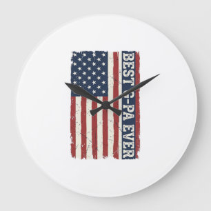 Beste G-PA Aller Patriotische Flagge Vintage-Shirt Große Wanduhr