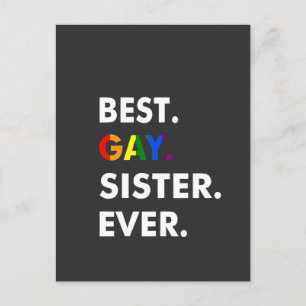 Beste Gay Sister je Funny LGBT Rainbow Pride Gesch Feiertagspostkarte