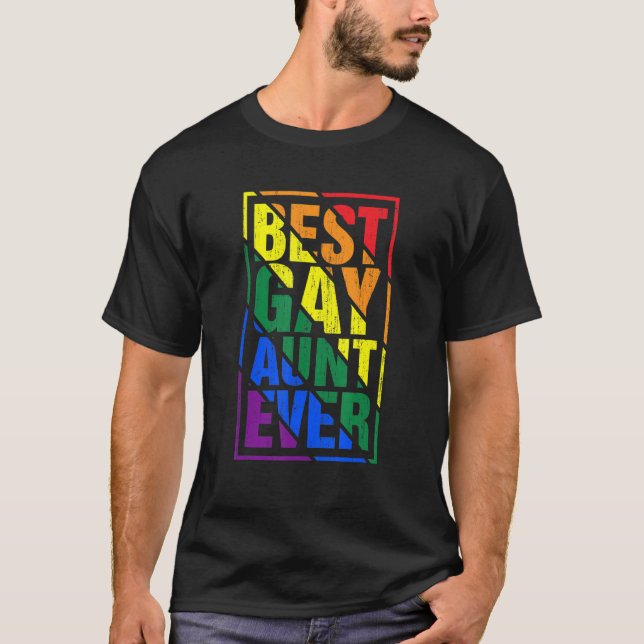 Beste Gay Tante je Lgbt Pride Regenbogen Flag Fami T-Shirt (Vorderseite)