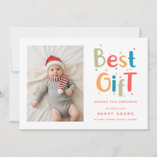 Beste Geschenk Retro-Foto-Weihnachts-Geburtsanzeig Feiertagskarte