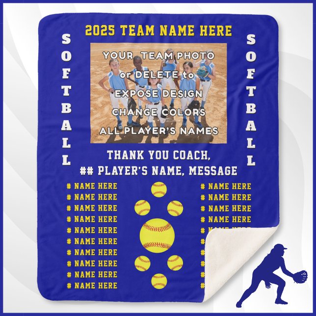 Beste Geschenke für Softball-Trainer, Spieler! Sof Sherpadecke (Personalized softball blankets. Senior softball gifts, softball team gifts. Softball coach gifts.)