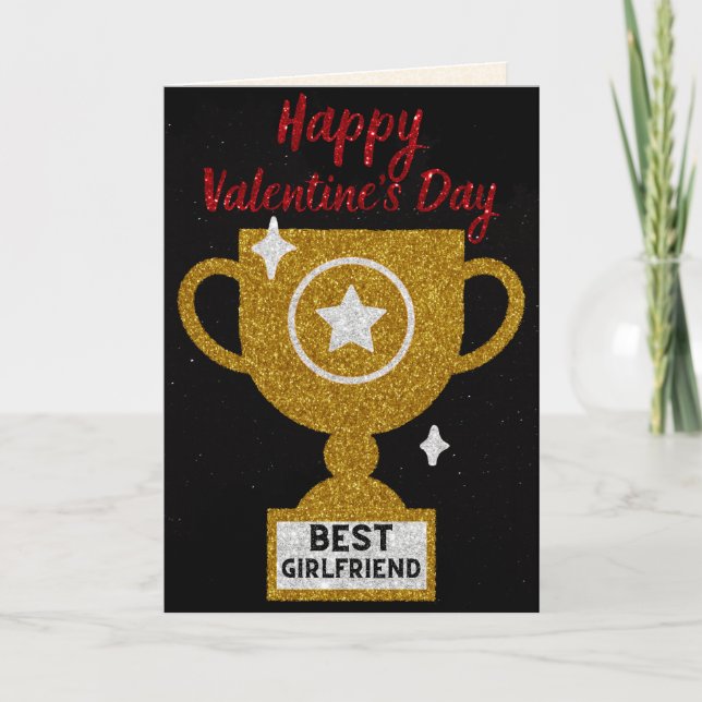 Beste Girlfriend Glitzer Valentine Card Karte (Vorderseite)