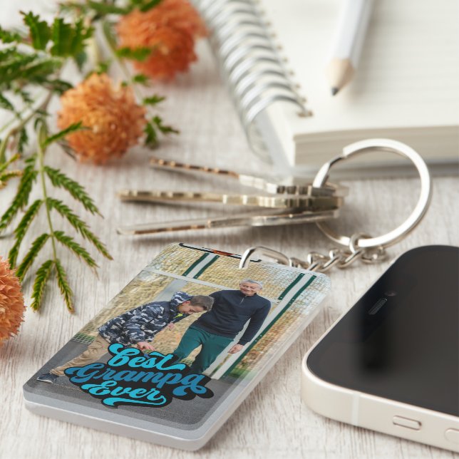 Beste Grampa je | Opa-Foto Schlüsselanhänger (Vorderseite rechts)