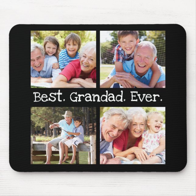 Beste Grandad je 4 Foto Collage Spaß Keepake Mousepad (Vorne)