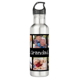 Beste Grandad je 6 FotoCollage Schwarz und Weiß Edelstahlflasche