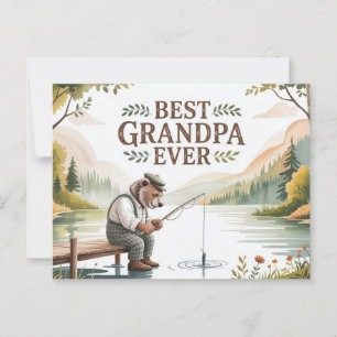Beste Grandpa je Fischbären Illustration Postkarte