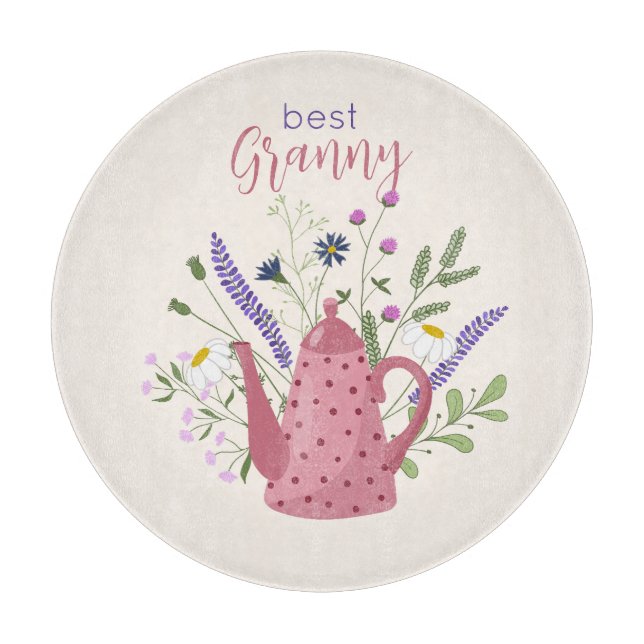 Beste Granny Custom Round Glass Cutting Board Schneidebrett (Vorderseite)