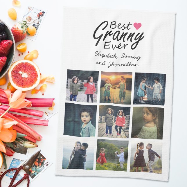 Beste Granny je Moderne Oma Collage Name Geschirrtuch (Von Creator hochgeladen)