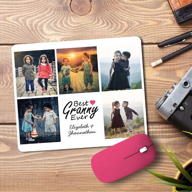 Beste Granny je Niedlich Grandkids Foto Collage Ge Mousepad (Von Creator hochgeladen)