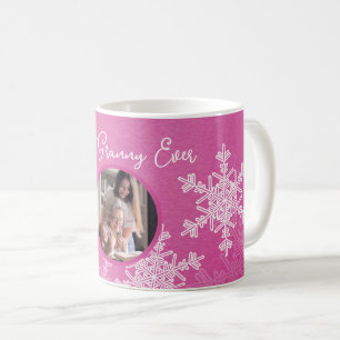Beste Granny je rosa Schneeflocken Minimalistische Kaffeetasse