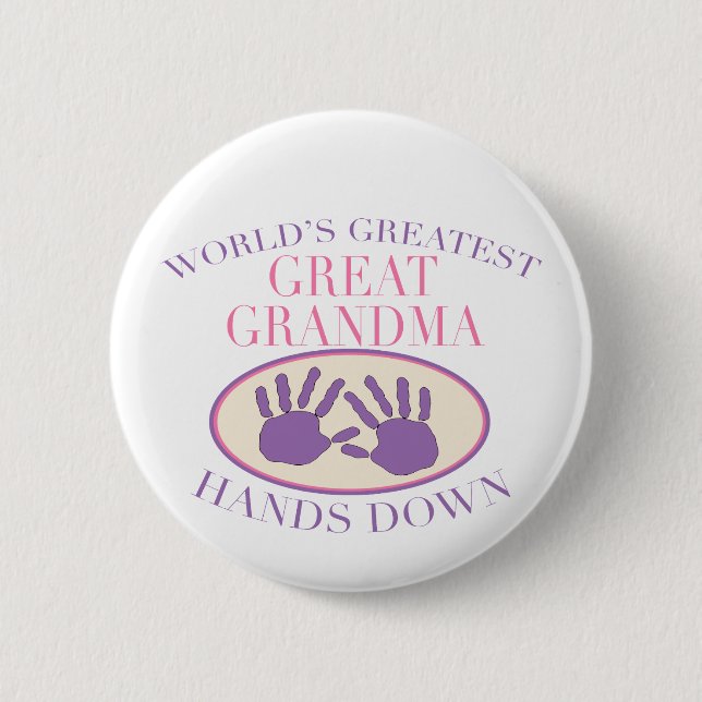 Beste große Großmutter übergibt unten T - Shirt Button (Vorderseite)