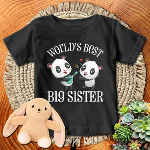 Beste große Schwester der Welt   Weißer Text 🐼Pan Baby T-shirt