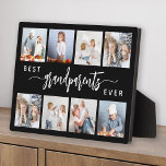Beste Großeltern je 8 Foto Collage Schwarz Fotoplatte<br><div class="desc">Geben Sie den besten Großeltern, die sie je lieben. Diese Collage aus dem Foto zeigt acht ihrer liebsten quadratischen Fotos der Enkel, zusammen mit der Meldung "Beste Großeltern je". Das Wort "Großeltern" erscheint in elegantem, weißem Schriftzeichen mit Schnörkeln am Anfang und Ende auf schwarzem Hintergrund. Ein ideales Geschenk für Ferien,...</div>