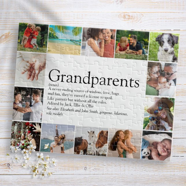 Beste Großeltern je Definition 14 Foto Puzzle (Best Grandparents Ever Definition 14 Photo Jigsaw Puzzle)