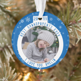 Beste Großeltern Snowflake Blue Keepake Foto Ornament