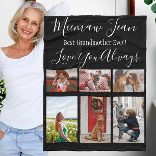 Beste Großmutter je 6 Foto Collage Weiß Schwarz Fleecedecke