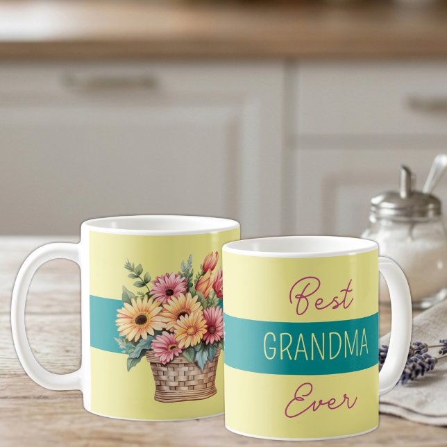 Beste Großmutter je Gerberer-Blume gelb Kaffeetasse (Von Creator hochgeladen)