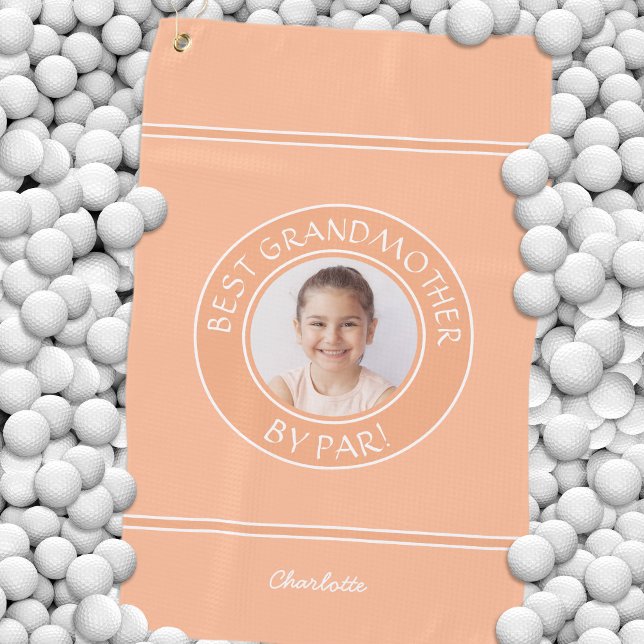 Beste Großmutter nach Par Elegantes Foto Golfer Golfhandtuch (Best Grandmother By Par Elegant Golfer Peach Photo Golf Towel)