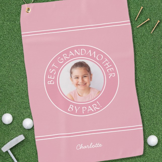 Beste Großmutter par Elegantes Golfer Rosa Foto Golfhandtuch (Best Grandmother By Par Elegant Golfer Pink Photo Golf Towel)