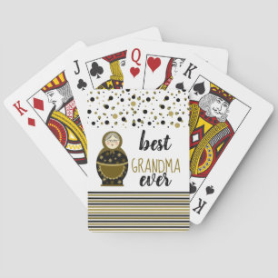 Beste Großmutter überhaupt goldene Matryoshka Spielkarten