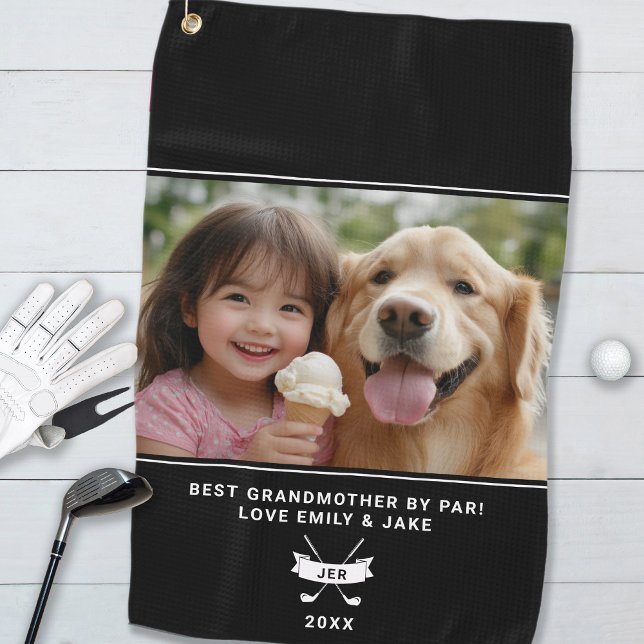 Beste Großmutter von Par Funny Funny Gedecktes Fot Golfhandtuch (Best Grandmother By Par Funny Golfer Custom Photo Golf Towel)