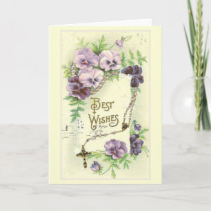 Beste Grüße Lavendel Stiefmütterchen Rosenkranz Karte