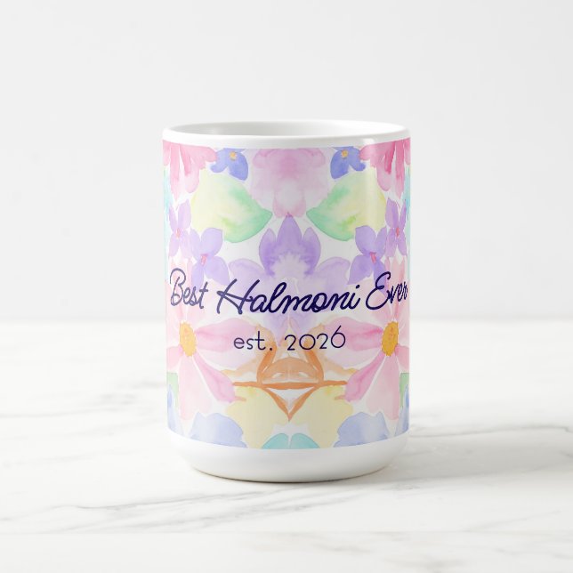 Beste Halmoni Muttertag Aquarell-Blumen  Kaffeetasse (Mittel)