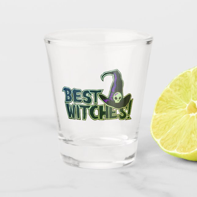 Beste Hexen Halloween Pun Gruß Schnapsglas (Vorderseite)