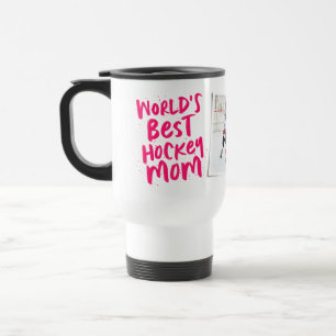 Beste Hockey-Mama der Welt rosa Foto Reisebecher