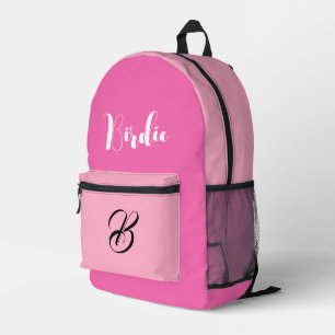 Beste Hot-Pink-Farbe - Anfangsbuchstabe und Name Bedruckter Rucksack