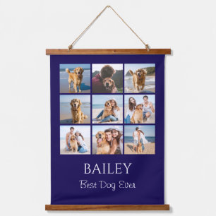 Beste Hund Foto Collage Personalisiert   Wandteppich Mit Holzrahmen
