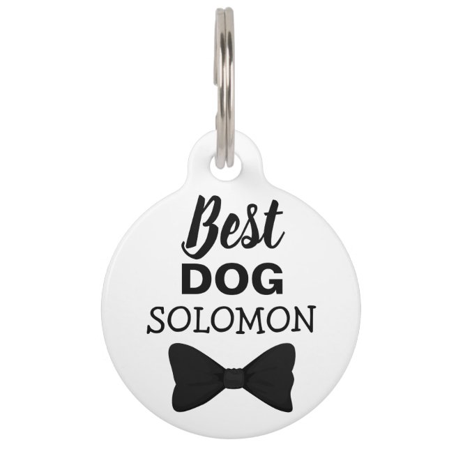 Beste Hunde Hochzeit elegante schwarze Schlips Haustiermarke (Vorderseite)