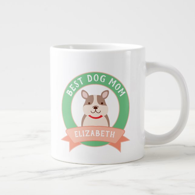 Beste Hunde Mama Ever Funny French Bulldog Welpenh Jumbo-Tasse (Rechts)