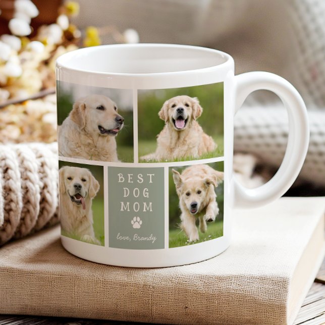 Beste Hundemutter 4 Foto-Collage Sagegrün Kaffeetasse (Von Creator hochgeladen)