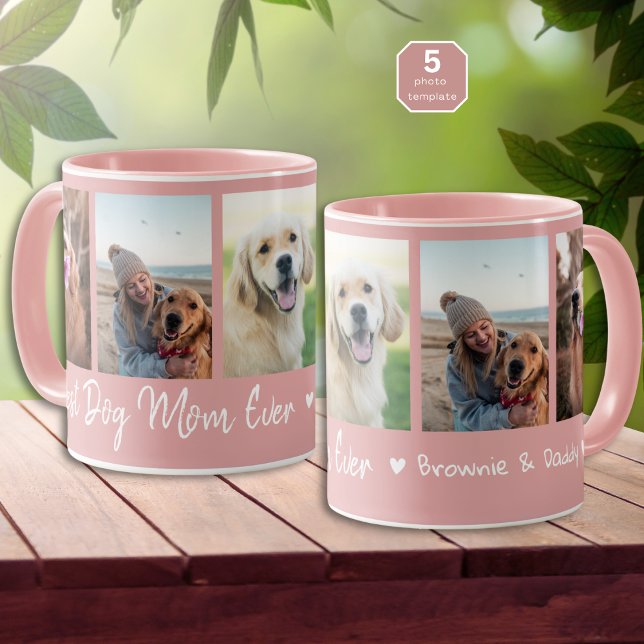 Beste Hundemutter Aller Pet 5 Foto Collage Rosa Tasse (Von Creator hochgeladen)