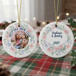 Beste Hundemutter Aller Zeiten Foto Blumenkranz Keramik Ornament