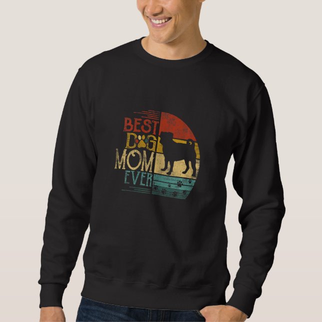 Beste Hundemutter Aller Zeiten Pug Vintage Muttert Sweatshirt (Vorderseite)