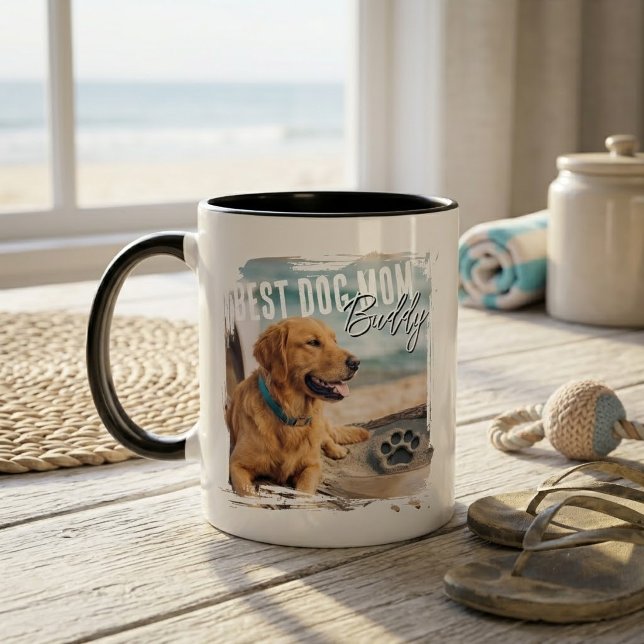 Beste Hundemutter Benutzerdefiniertes Foto Abgenut Tasse (Von Creator hochgeladen)