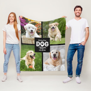 Beste Hundemutter der Welt 4 Fotos auf schwarzer, Fleecedecke
