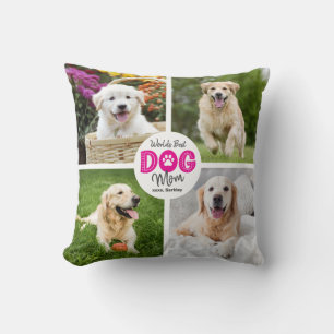 Beste Hundemutter der Welt, individuelle 4-Foto-Ro Kissen