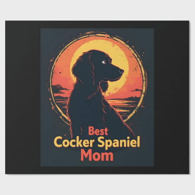 Beste Hundemutter Mama - Vintage Cocker Spaniel T- Geschenkpapier (Flach)