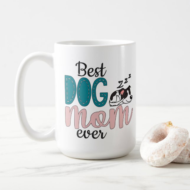 Beste Hundemutter mit niedlichem, gepunkteten Hund Kaffeetasse (Mit Donut)