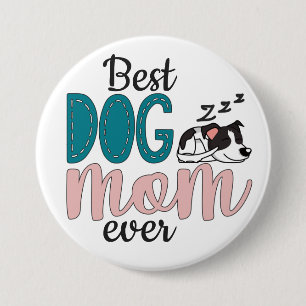 Beste Hundemutter mit niedlichem schlafenden Welpe Button