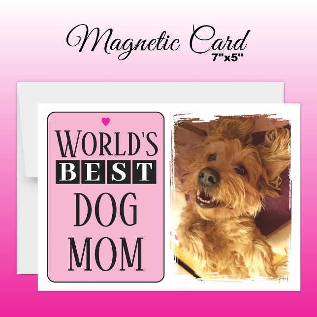 Beste Hundemutter oder Papa Foto rosa Magnetkarte Magneteinladung (Von Creator hochgeladen)