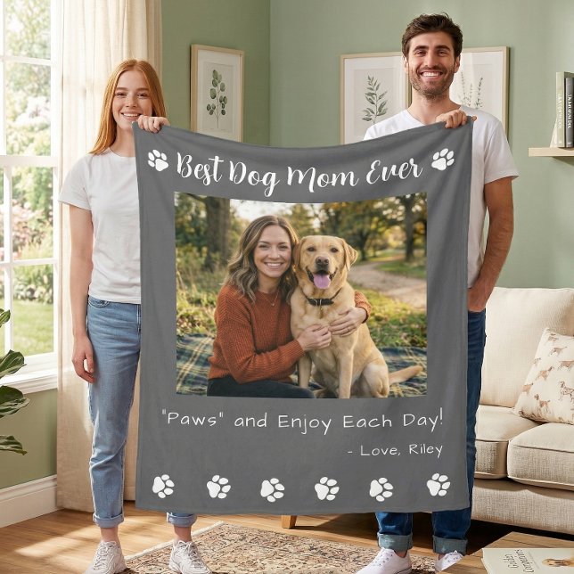 Beste Hundemutter Pfoten Grau Haustier Foto Fleecedecke (Von Creator hochgeladen)