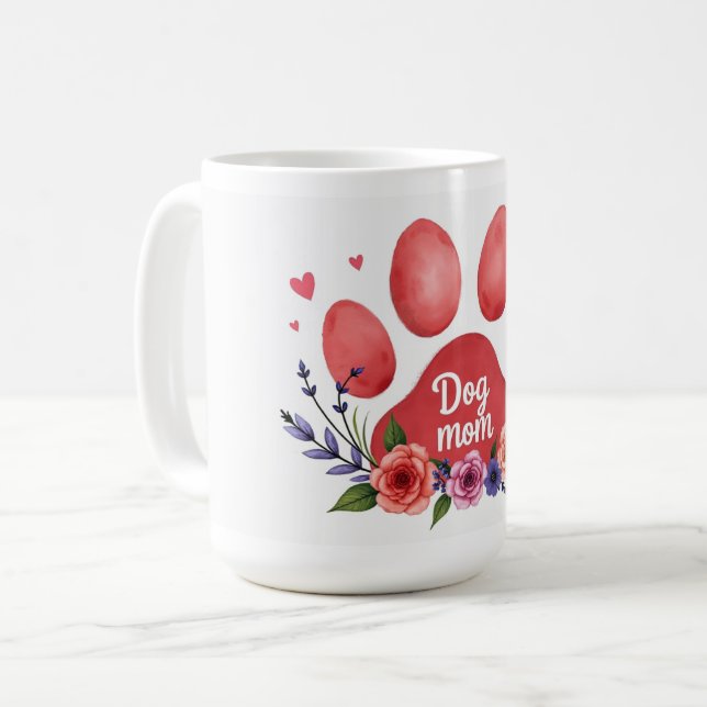 Beste Hundemutter überhaupt – 15 oz Blumen-Tasse Kaffeetasse (Vorderseite Links)