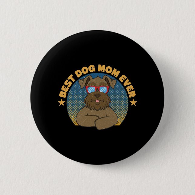 Beste Hündin Mama je Miniatur Schnauzer Button (Vorderseite)