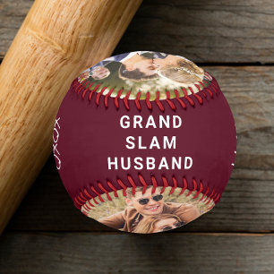 Beste Husband je Personalisierte Fotos Burgundy Baseball